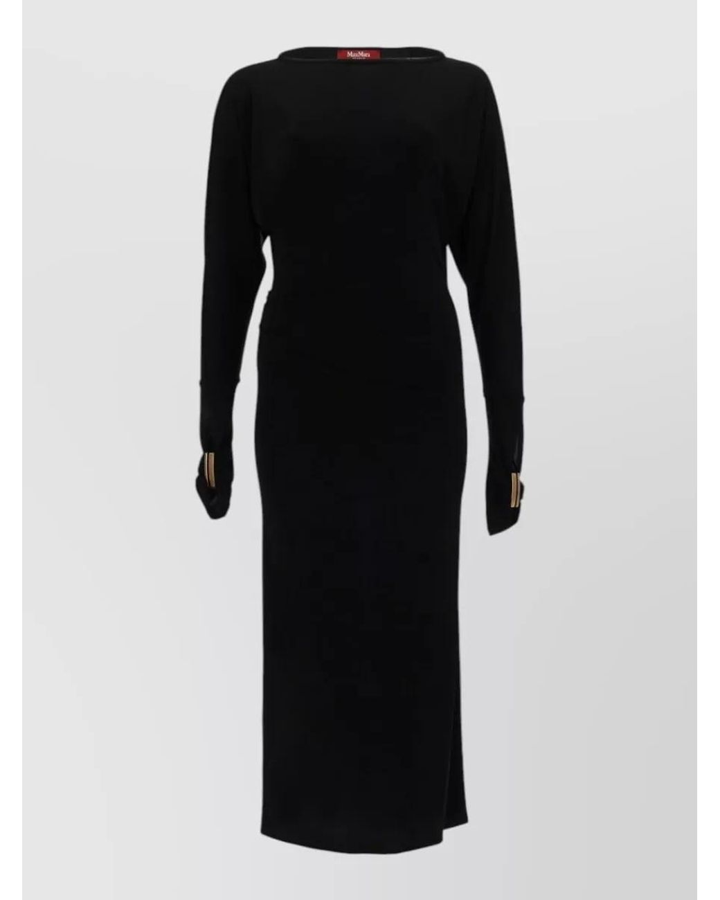 Max Mara Black Draped Maxi Dress