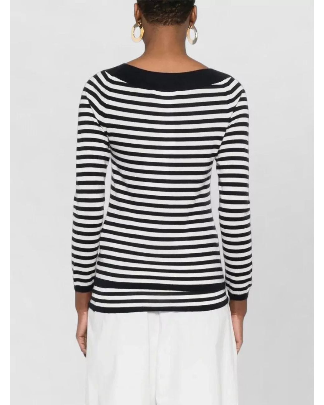 Max Mara Black Cashmere Fine-Knit Slim-Fit Boat Neck Long-Sleeve Sweater