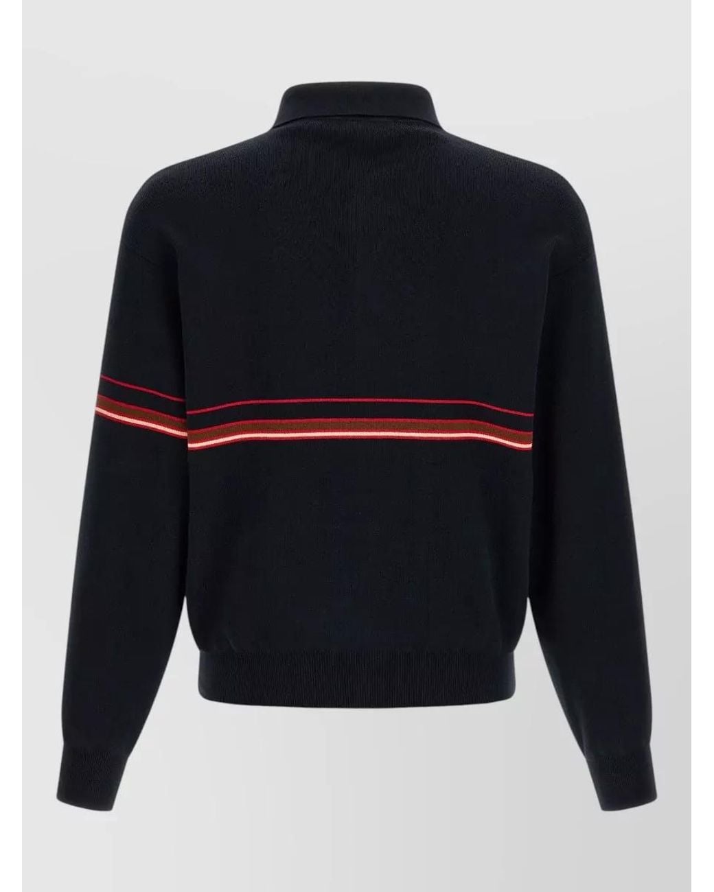 Versace Blue Striped Cotton Long-Sleeve Polo Shirt for men