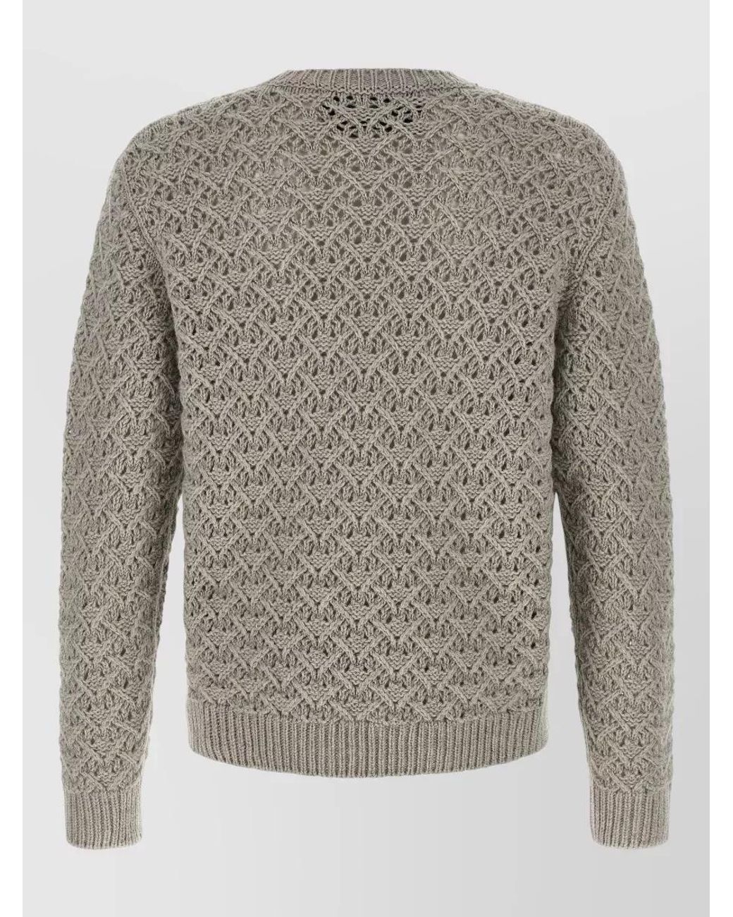 Valentino Garavani Gray Cashmere-Blend Diamond Openwork Crew-Neck Sweater for men