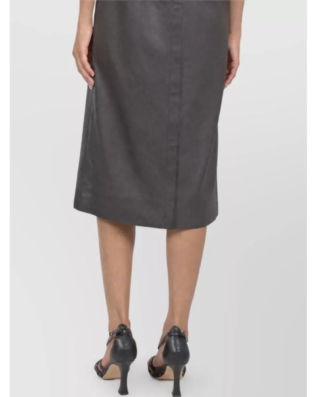 Fendi Gray Leather Midi Dress