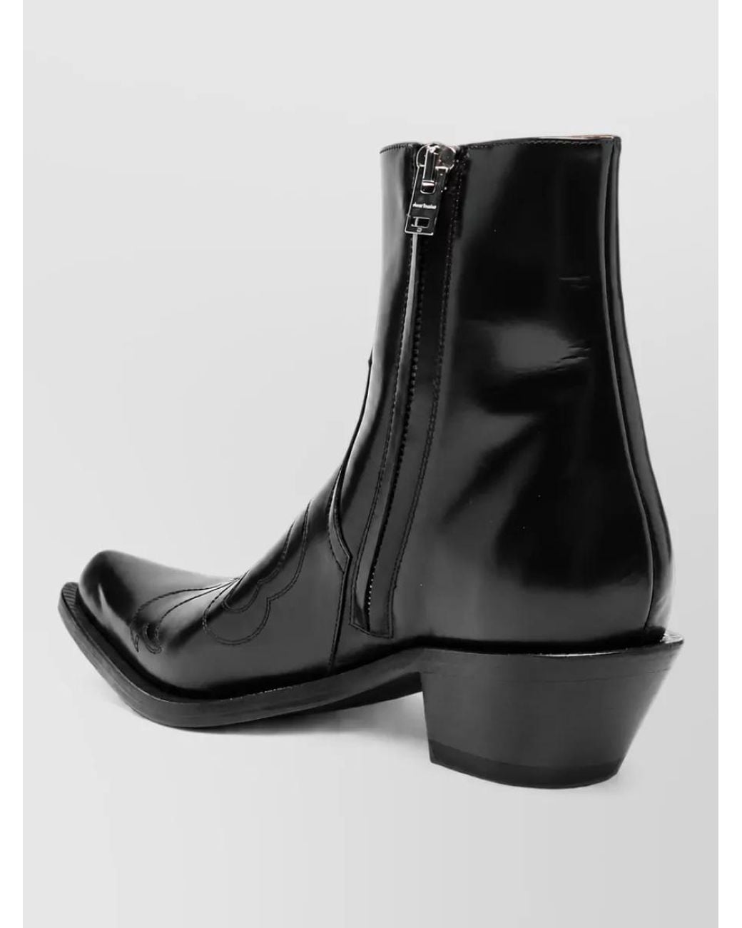 Acne Black Leather Ankle Boots for men