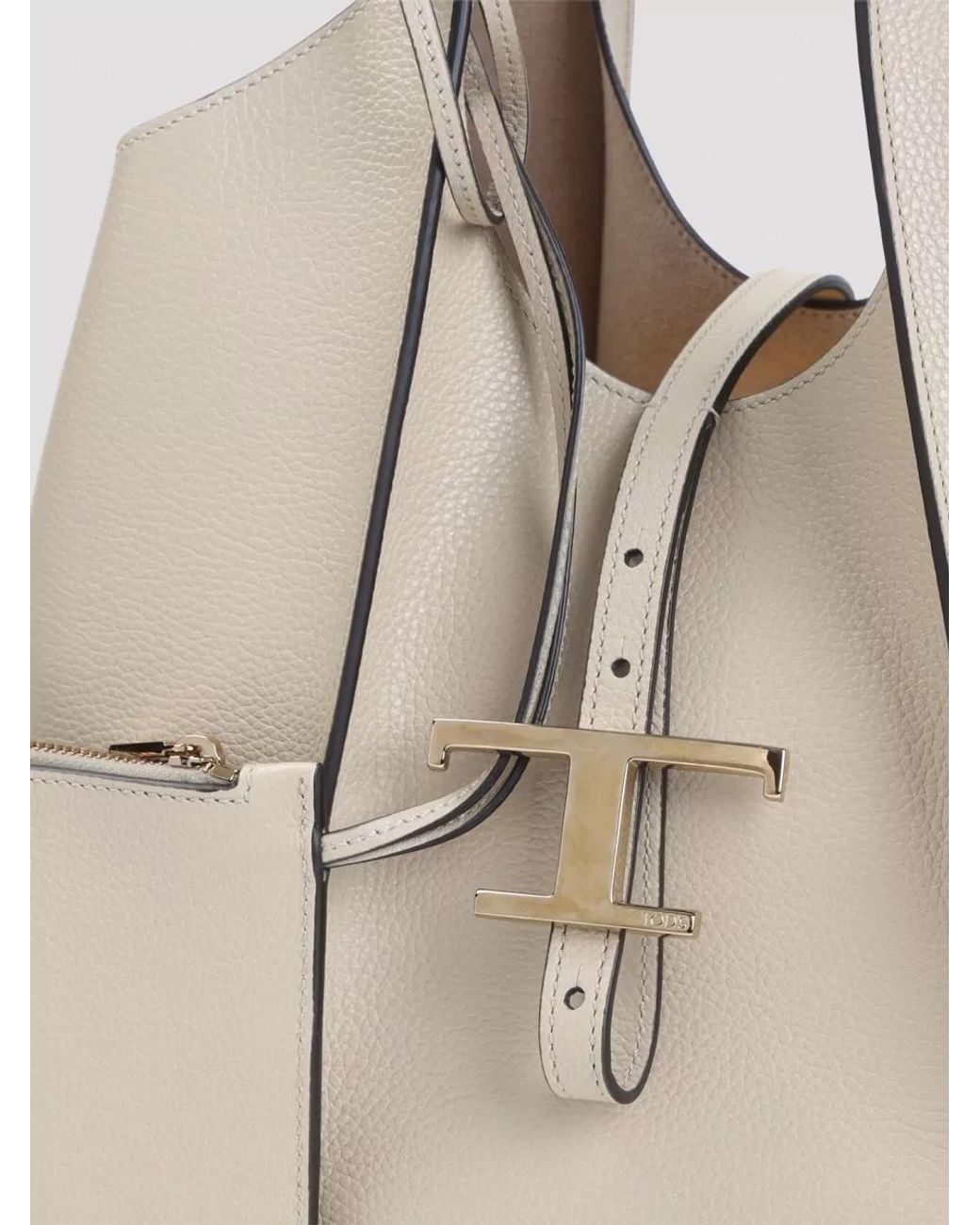 Tod's Natural T Timeless Small Leather Tote Bag