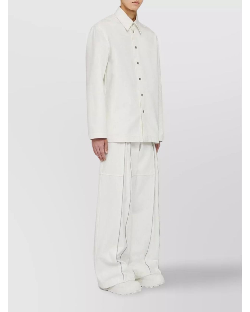 Jil Sander White Denim Logo Embossed Regular Fit Shirt for men