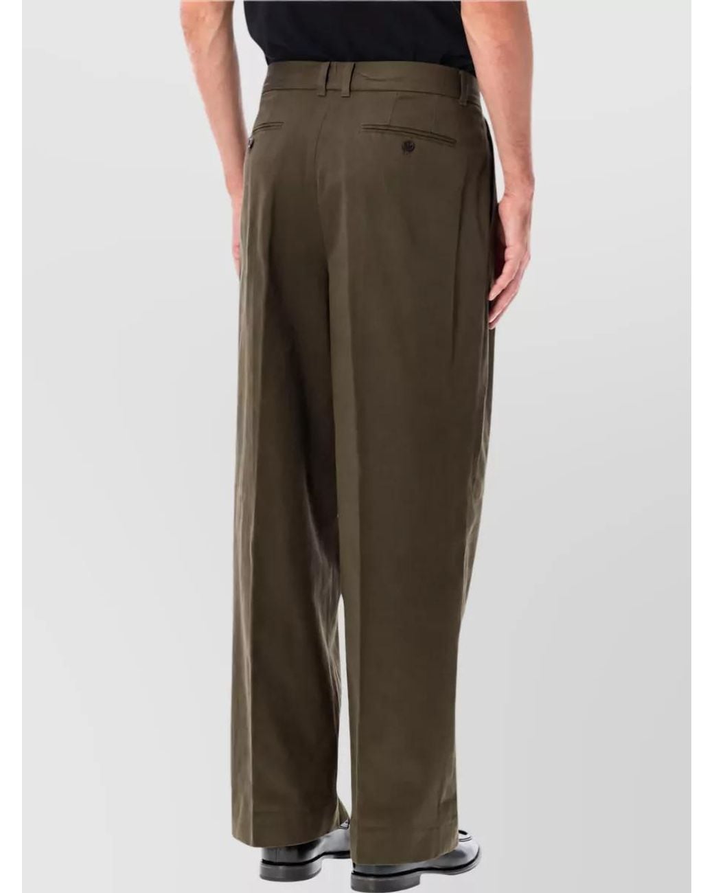 DUNST Brown Cotton Double Pleated Wide-Leg Trousers for men