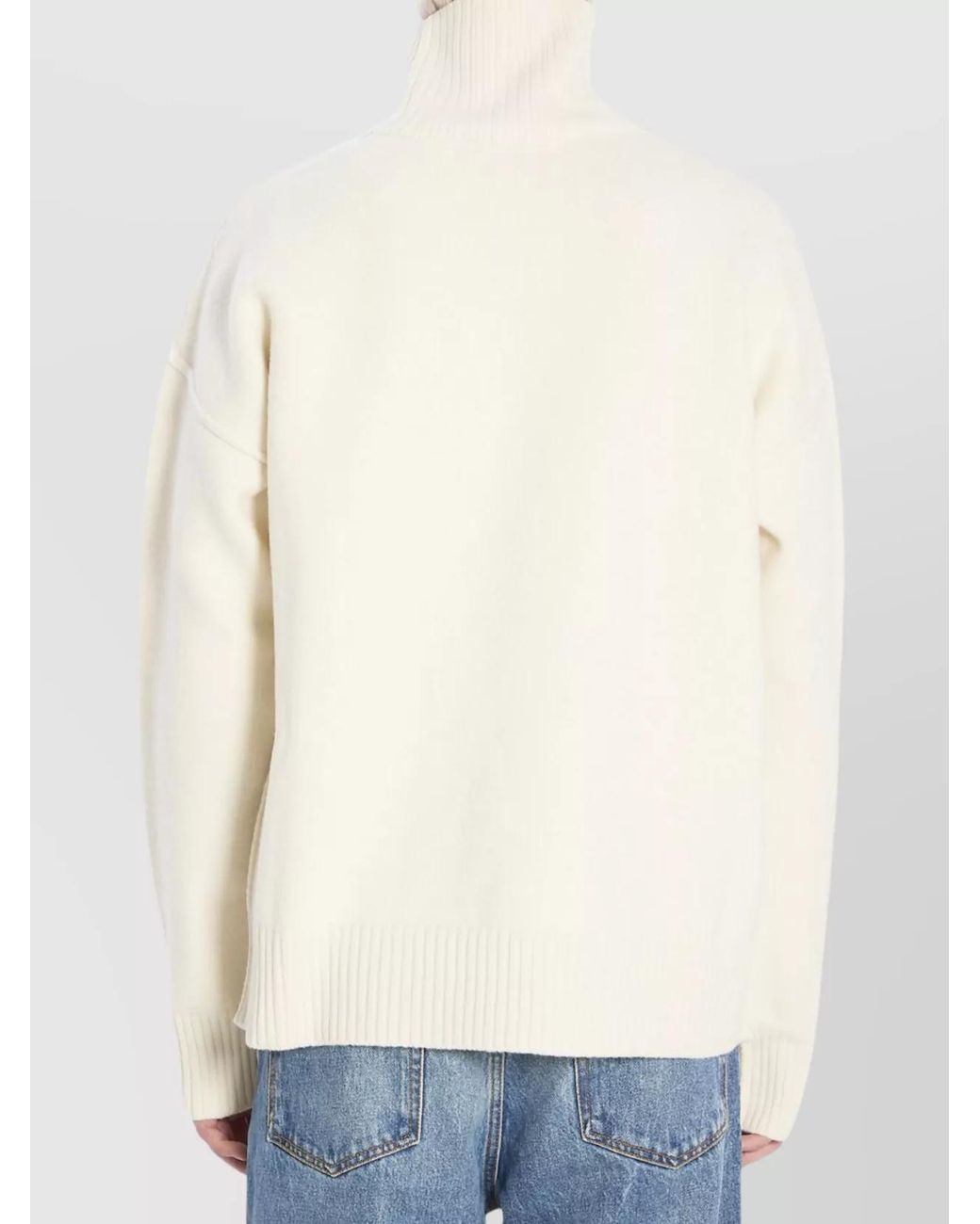 AMI White Ribbed Turtleneck Oversized Virgin Wool Jumper for men
