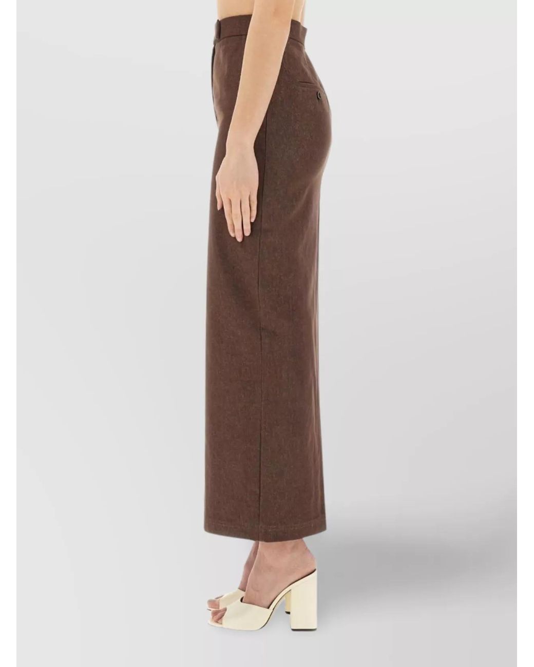 Max Mara Brown Cotton Long Pencil Skirt