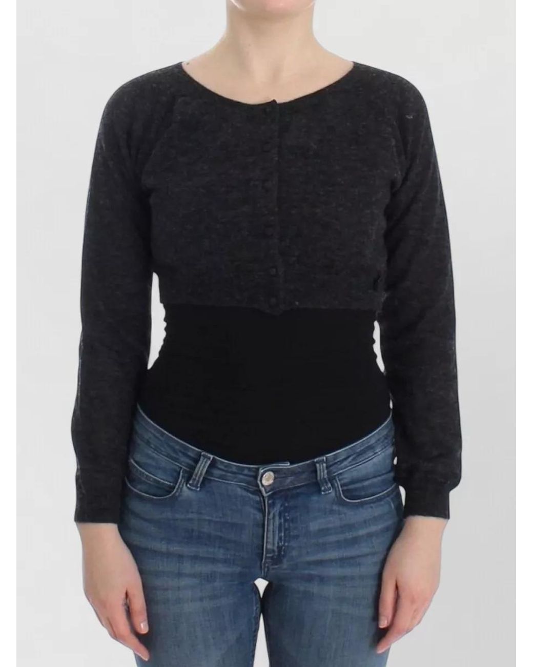Ermanno Scervino Black Cropped Knit Cardigan