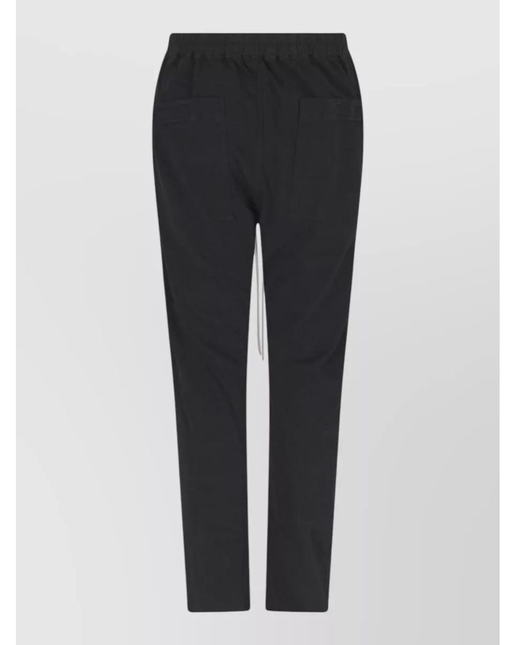 Rick Owens Black Cotton Straight Leg Drawstring Loose Trousers for men