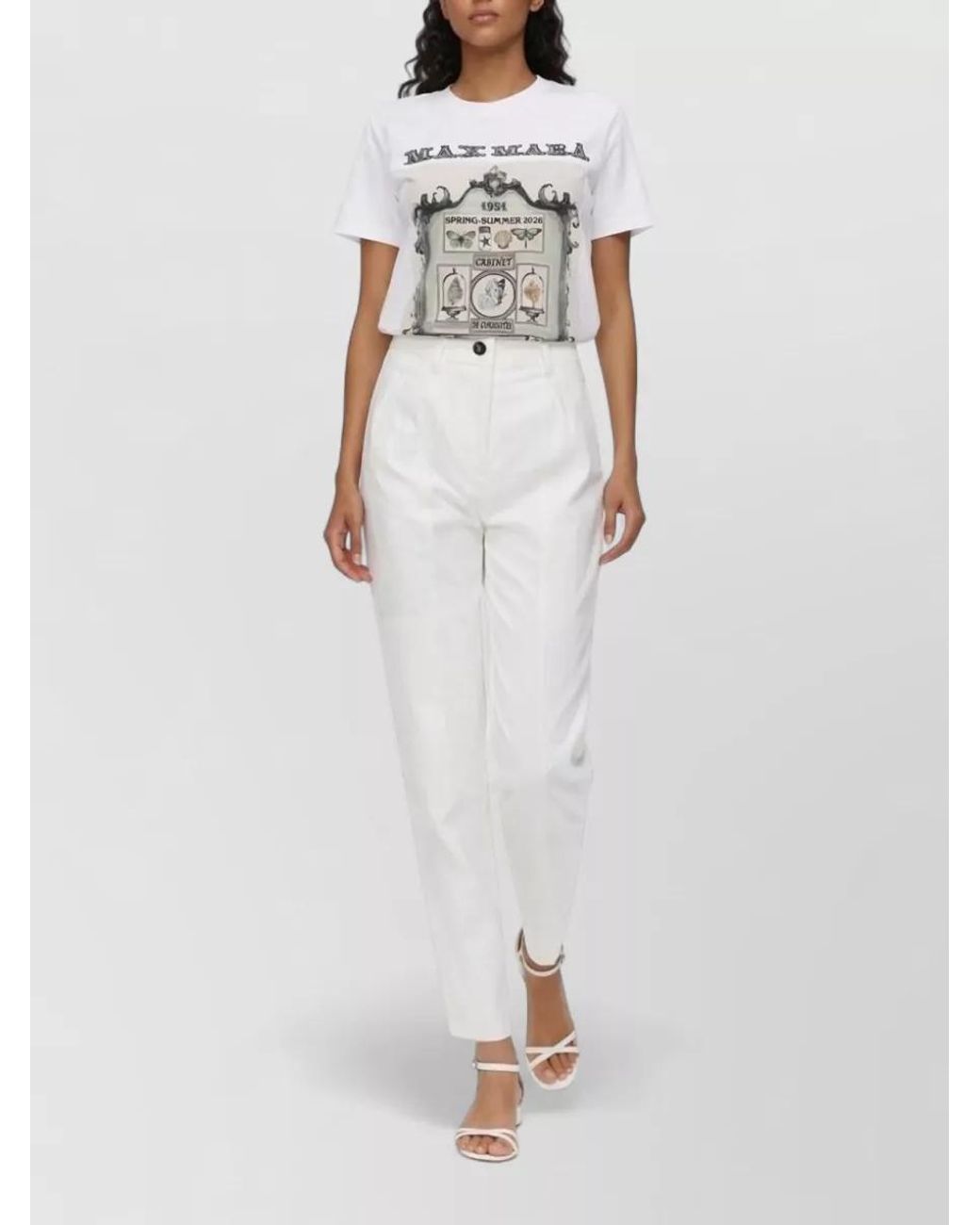 Max Mara Gray Printed Cotton T-Shirt