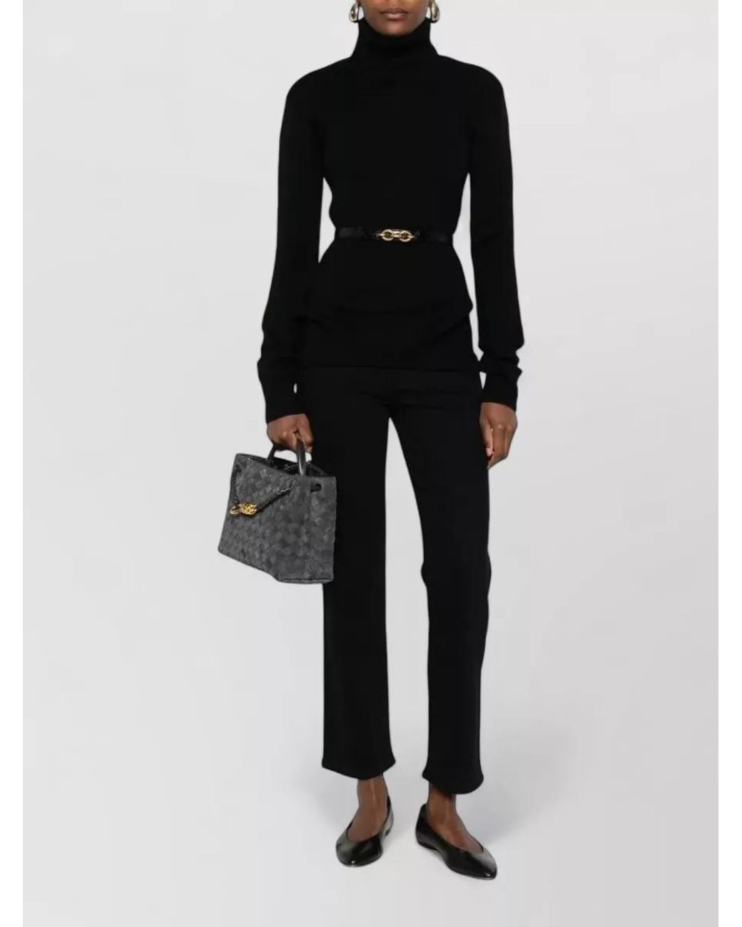 Totême Black Wool Highneck Double Knit Sweatshirt