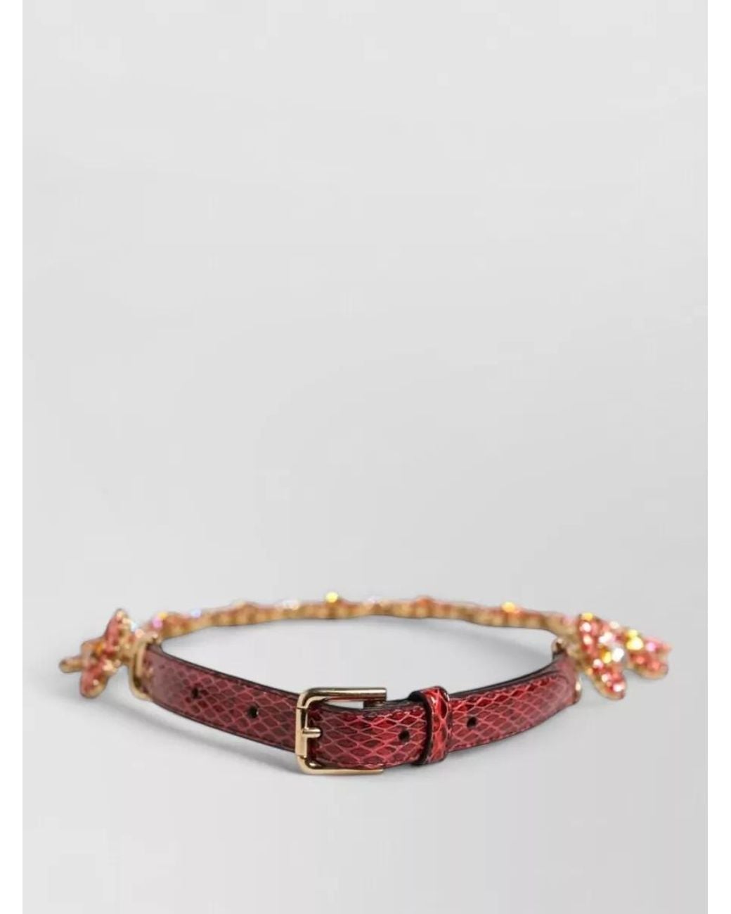 Dolce & Gabbana Red Crystal Embellished Leather Waist Belt