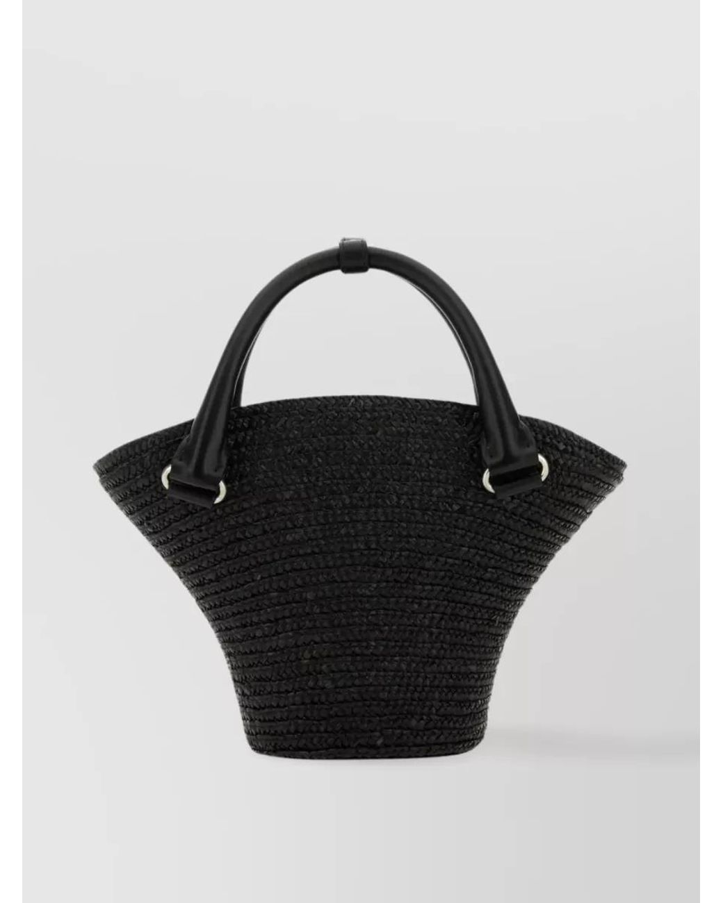 Balenciaga Black Beach Mini Straw Shoulder Bag