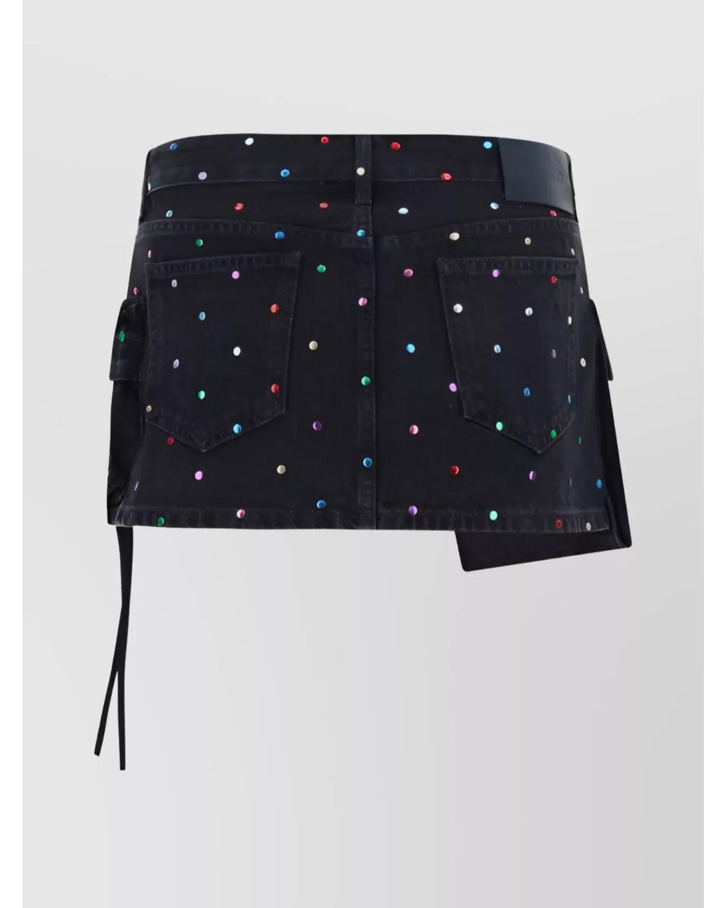 The Attico Blue Denim Rhinestone-Embellished Mini Skirt