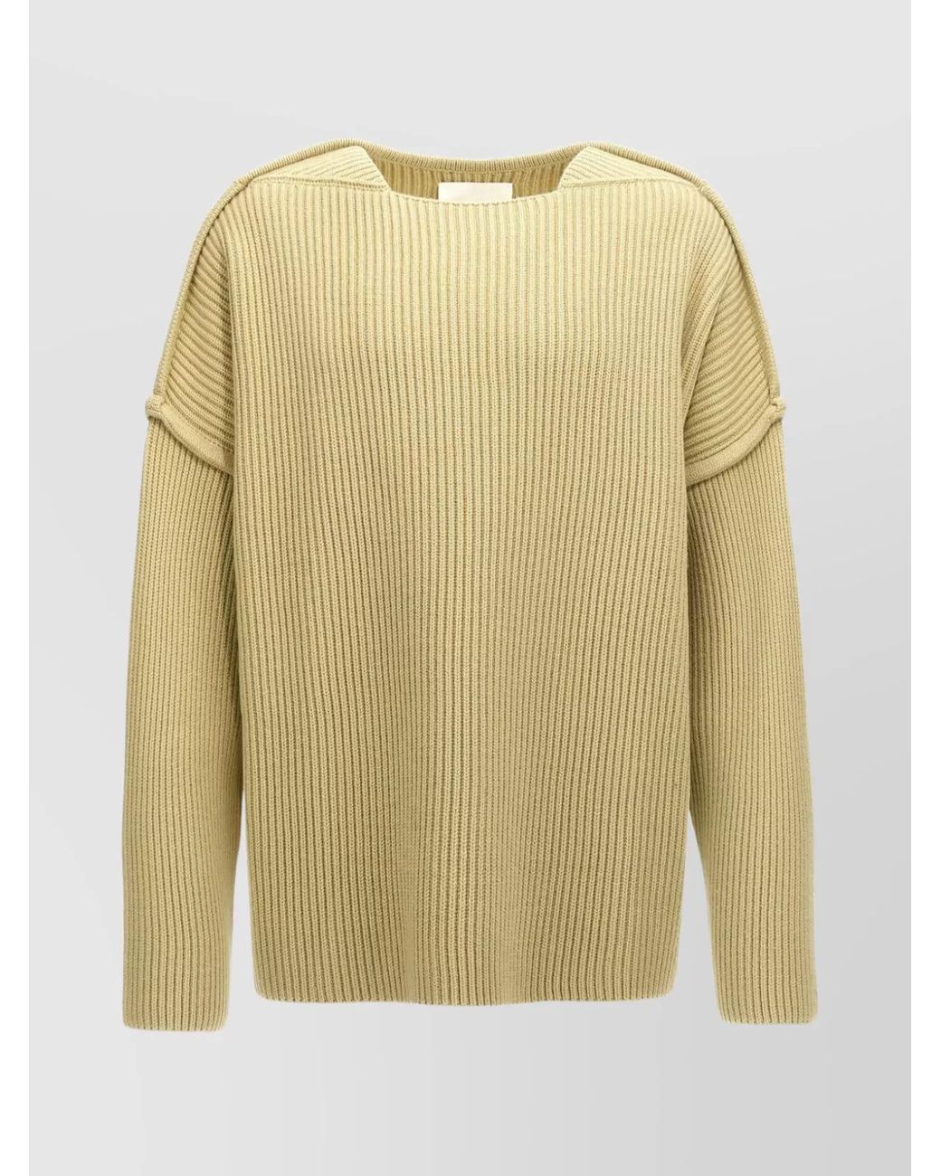 Jil Sander Natural Geometric Neckline Wool Jumper for men