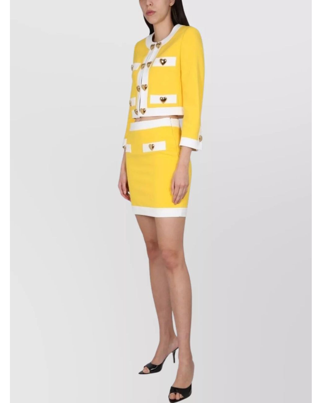 Moschino Yellow Cropped Crepe Jacket