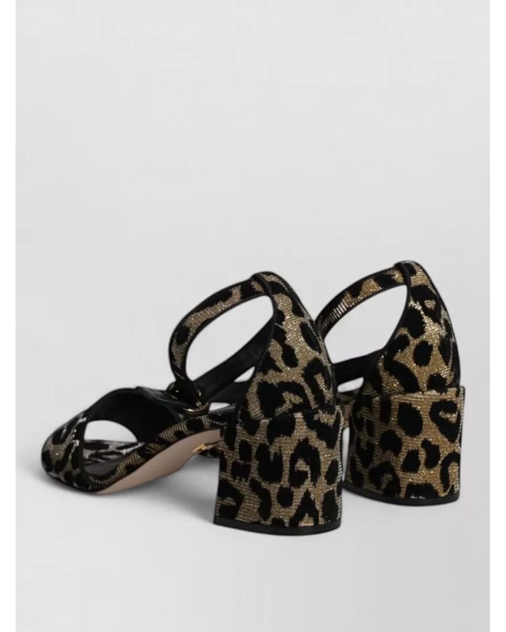Dolce & Gabbana Black Leopard Ankle Strap Sandals