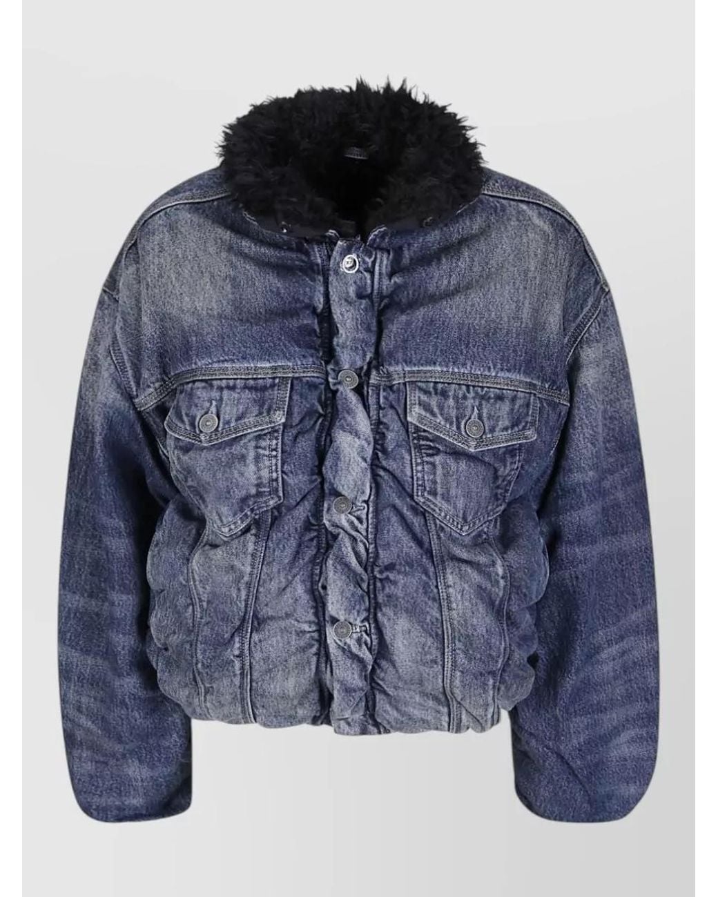 DIESEL Blue Denim Cropped Padded Jacket