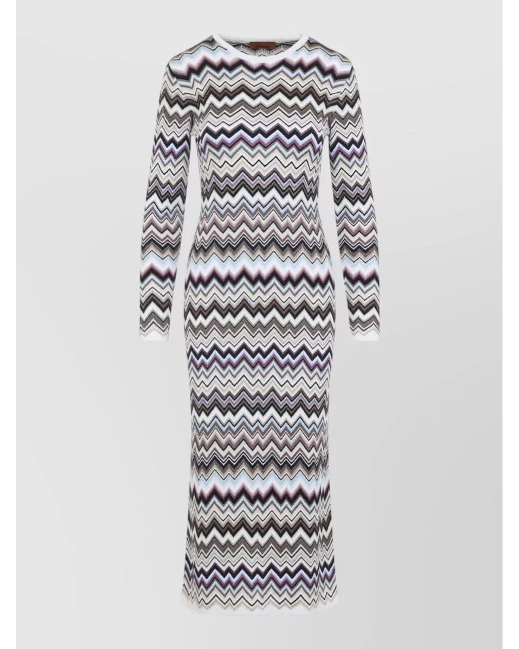 Missoni White Zigzag Metallic Knit Maxi Dress