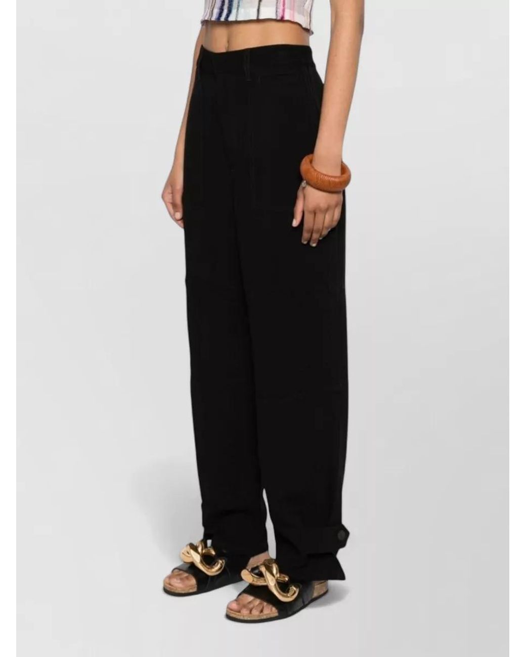 Loewe Black Linen Blend Cargo Wide-Leg Trousers