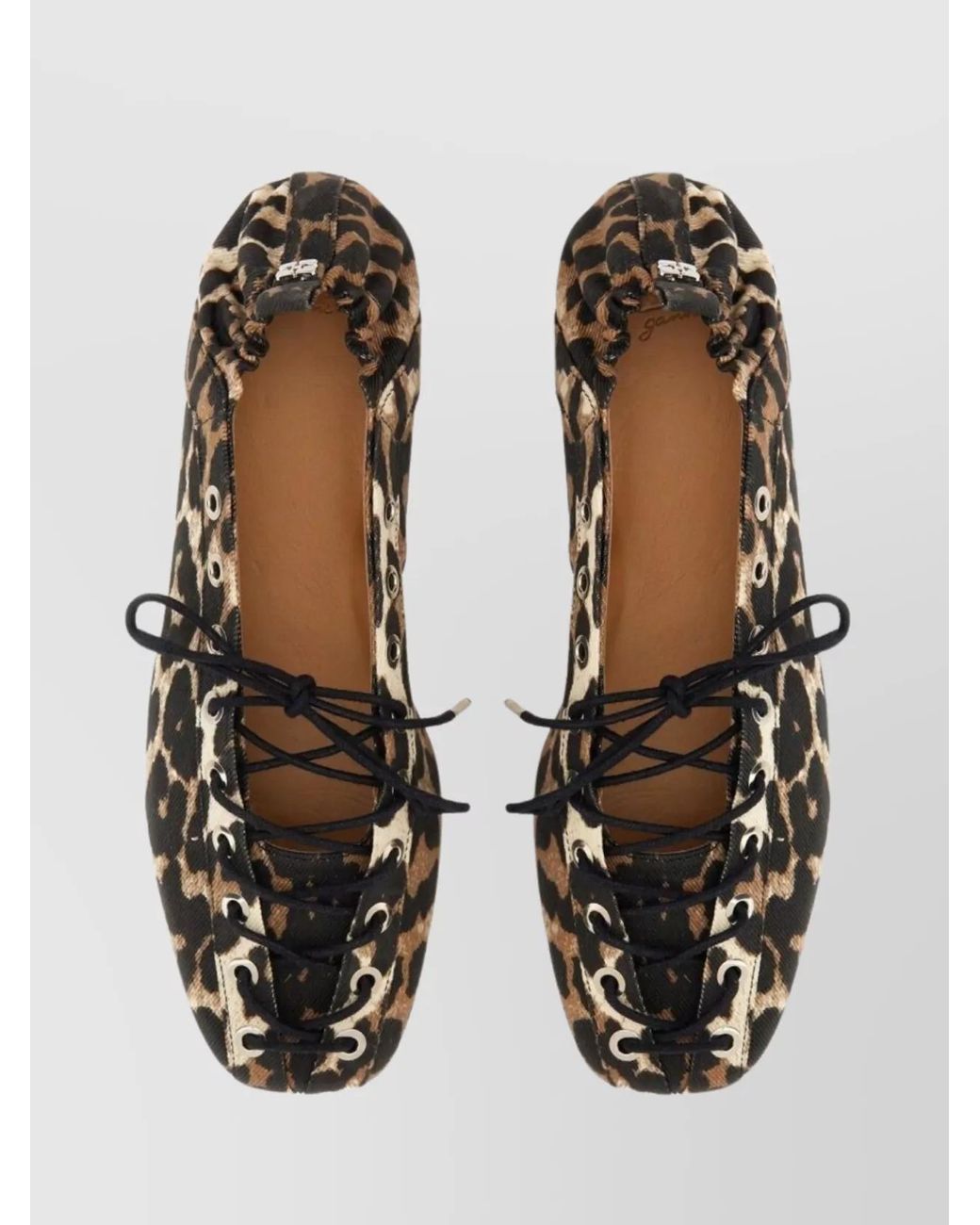 Ganni Black Printed Ballerina Flats