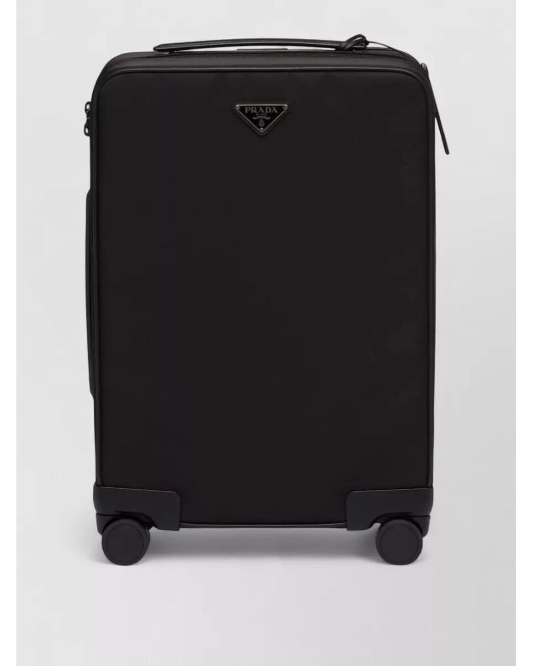 Prada Black Leather Trolley Suitcase for men