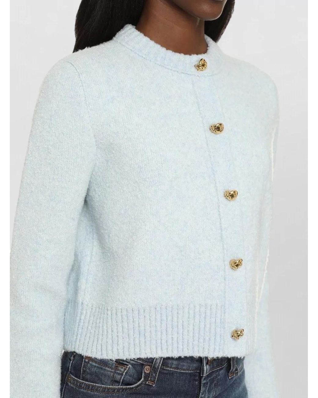Bottega Veneta Blue Bouclé Wool Cardigan