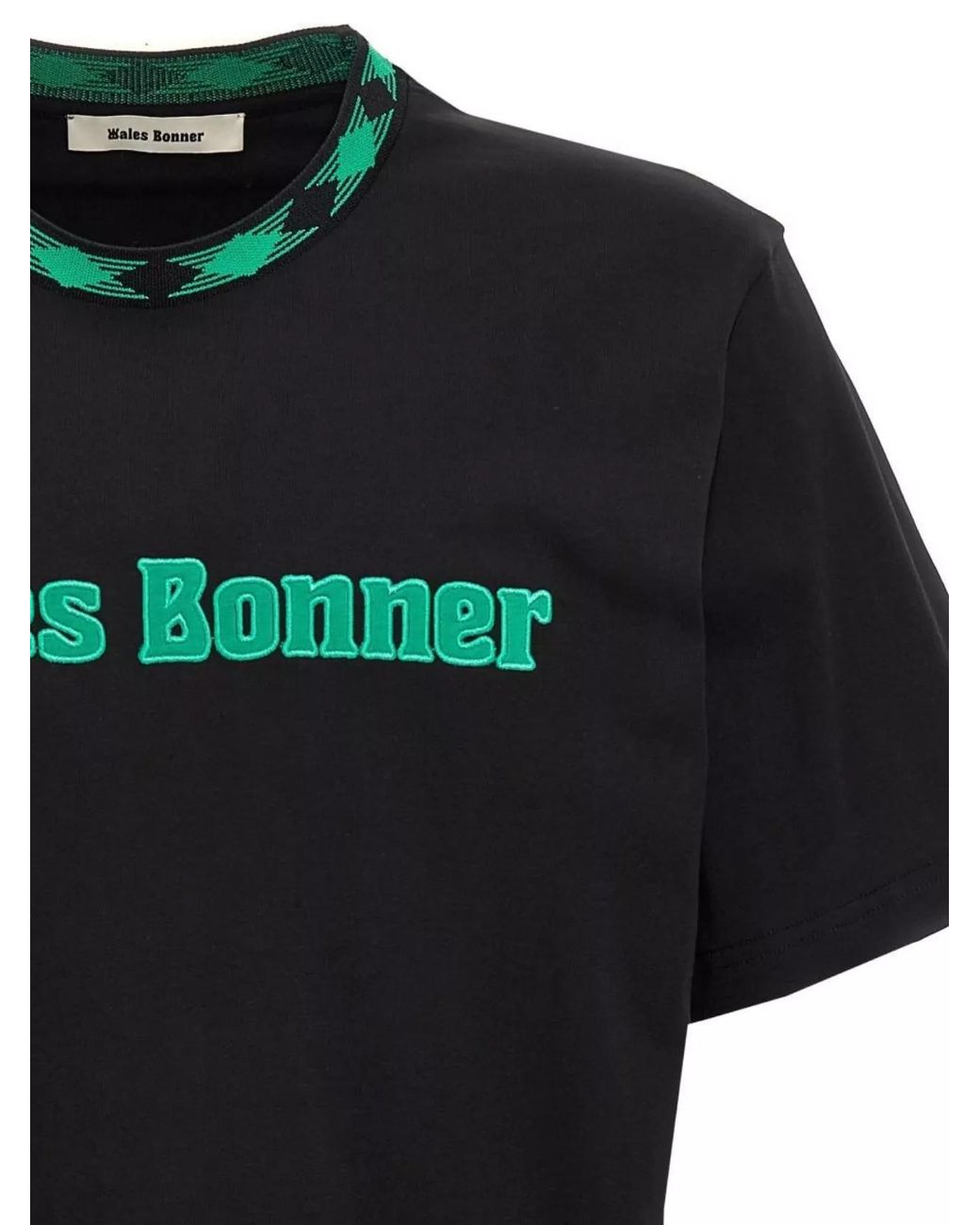 Wales Bonner Black Organic Cotton Logo-Embroidered T-Shirt for men