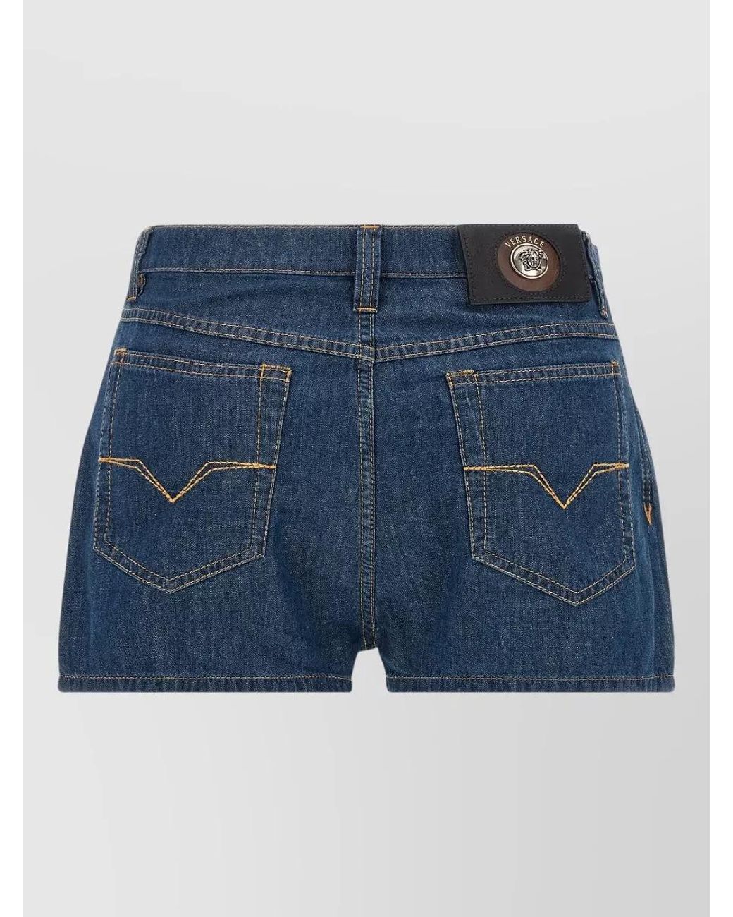 Versace Blue High-Rise Denim Shorts