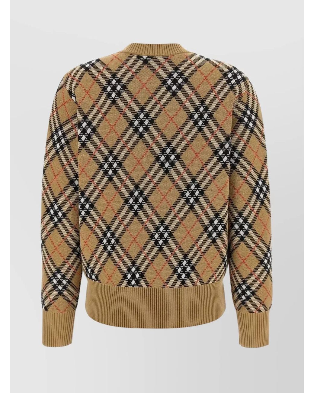 Burberry Multicolor Check Wool Sweater Sand