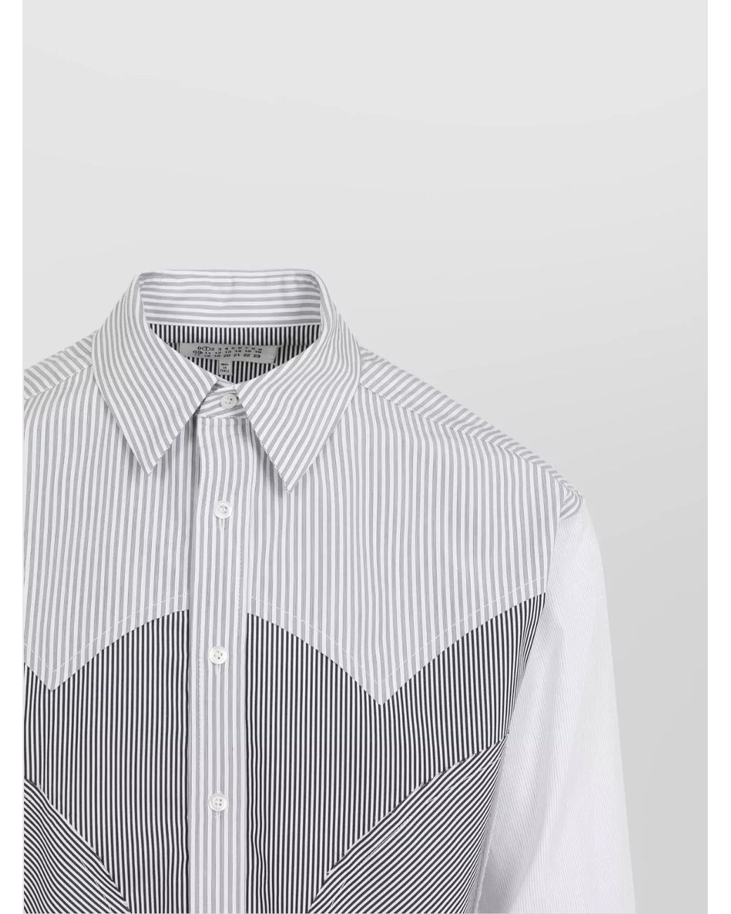 Maison Margiela Gray Striped Patchwork Cotton Shirt for men