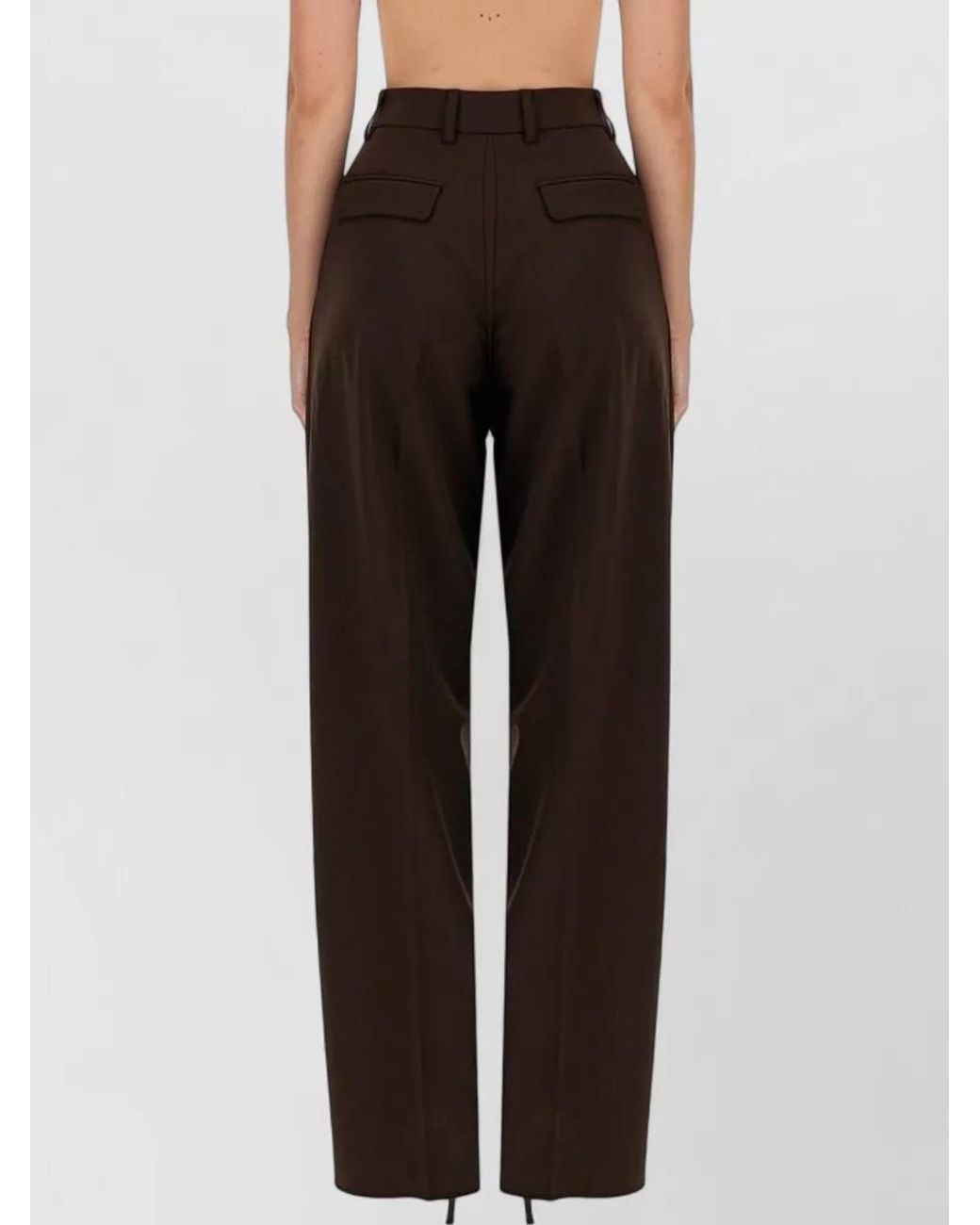 Thelatest Brown Wool-Blend Regular-Fit Wide-Leg Trousers