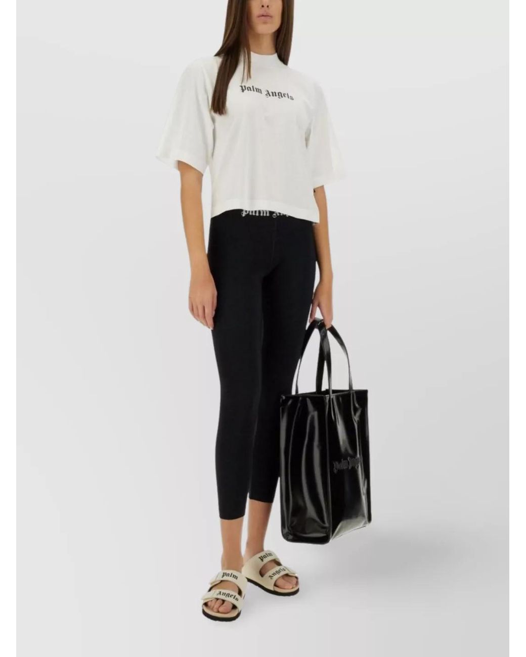 Palm Angels White Cropped Logo T-Shirt