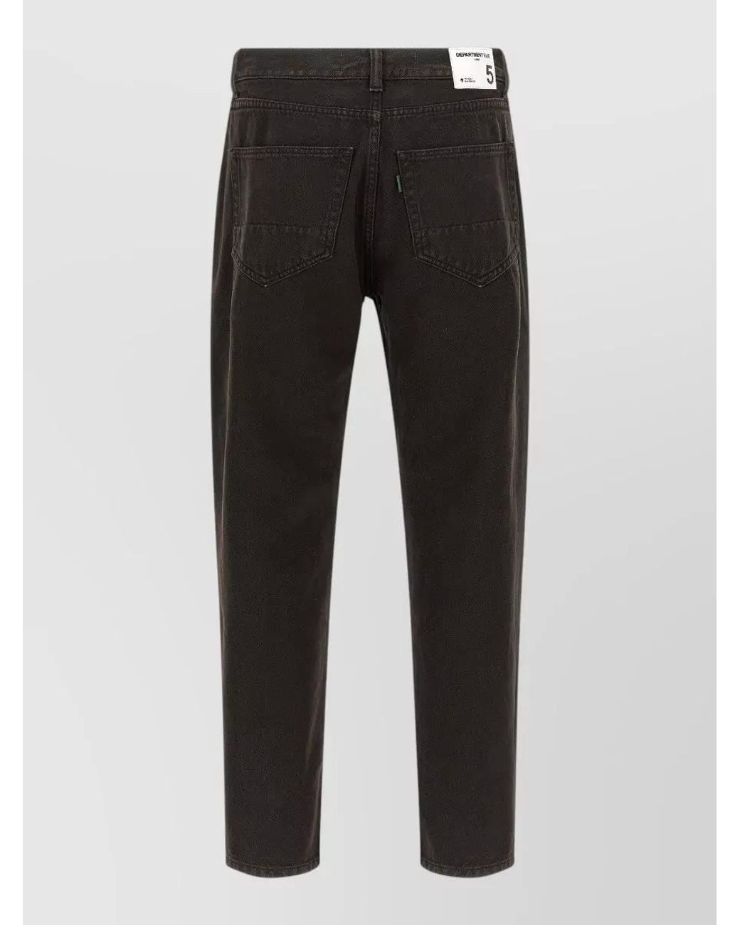 Department 5 Black Cotton Mid-Rise Cropped Tapered Straight-Leg Jeans for men