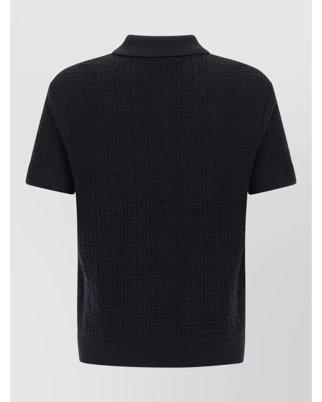 Balmain Black Monogram Knit Polo Shirt for men