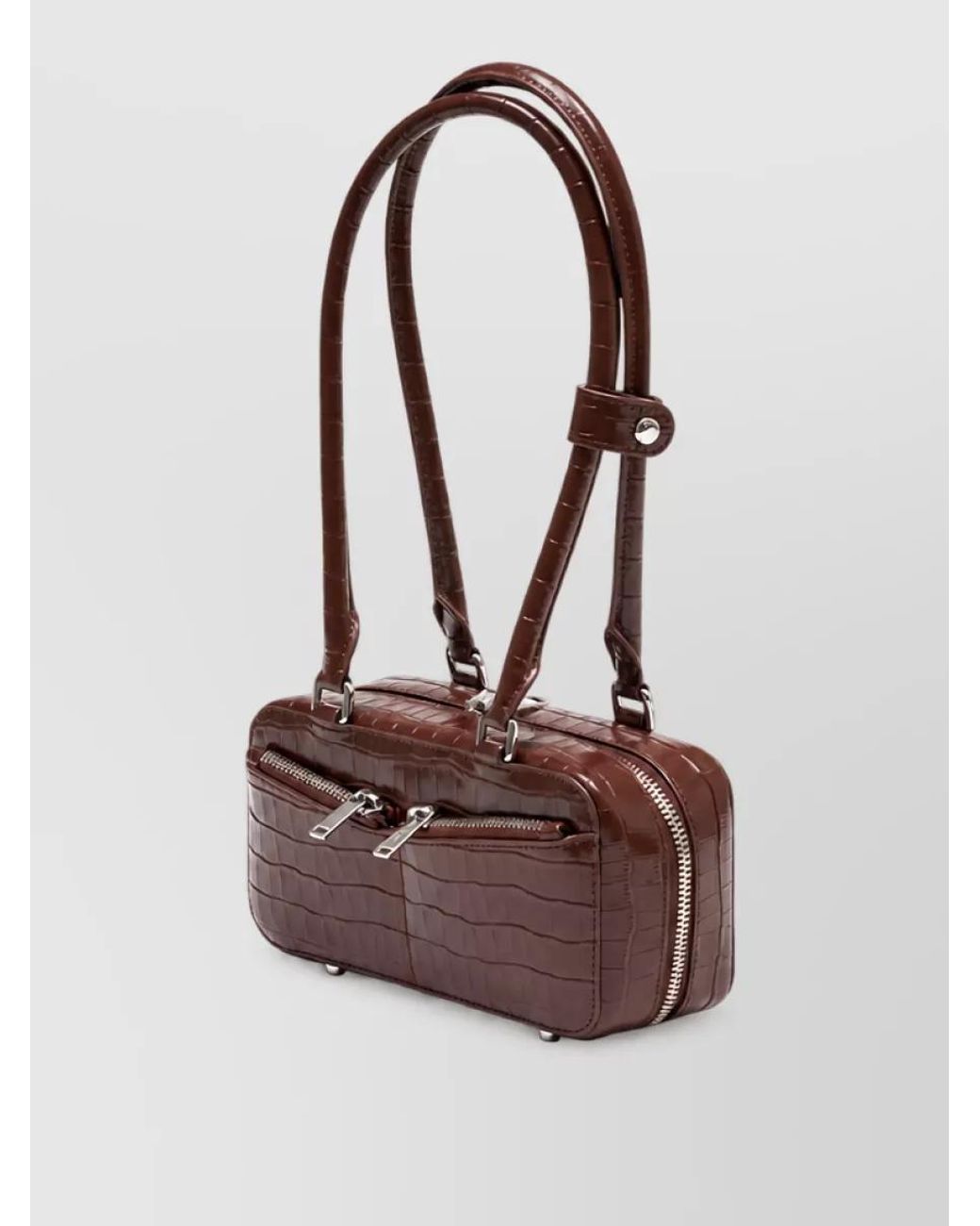 Self-Portrait Brown Mini Leather Clutch Bag
