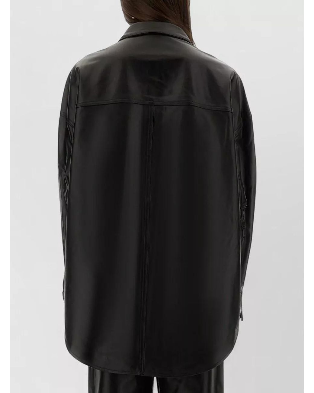 Michael Kors Black Lamb Leather Oversized Jacket