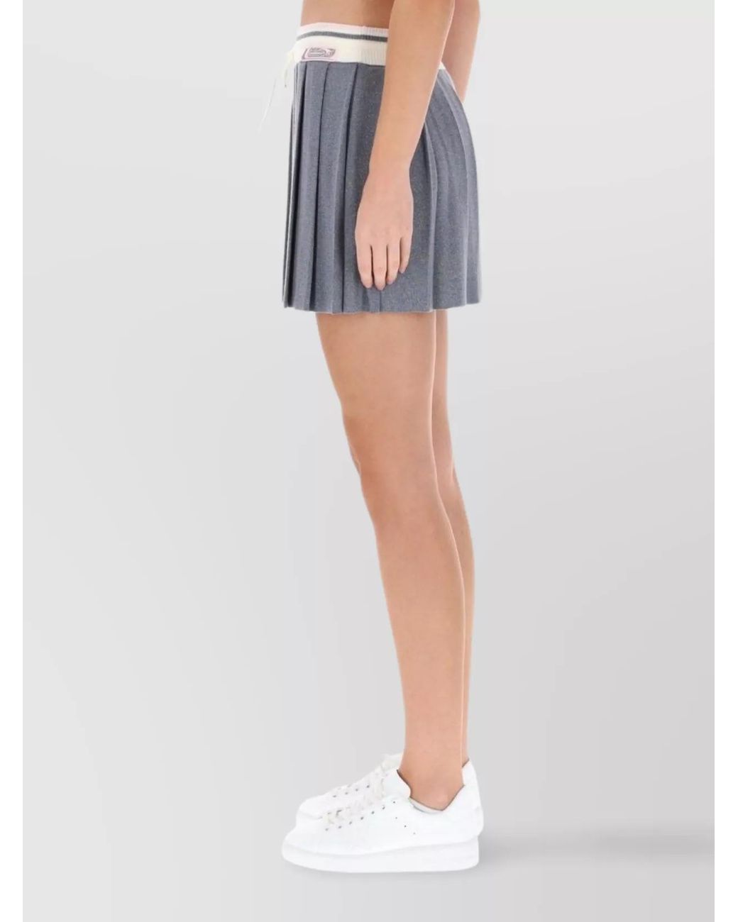 Casablanca Blue Merino Pleated Mini Skirt