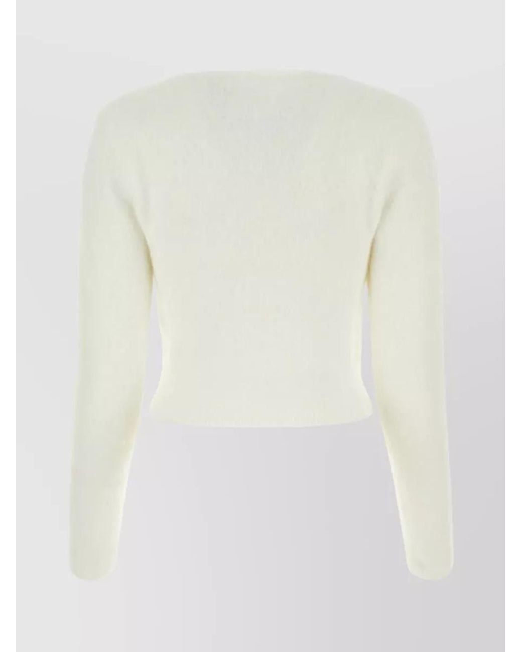 Maison Margiela White Angora Crewneck Cropped Cardigan