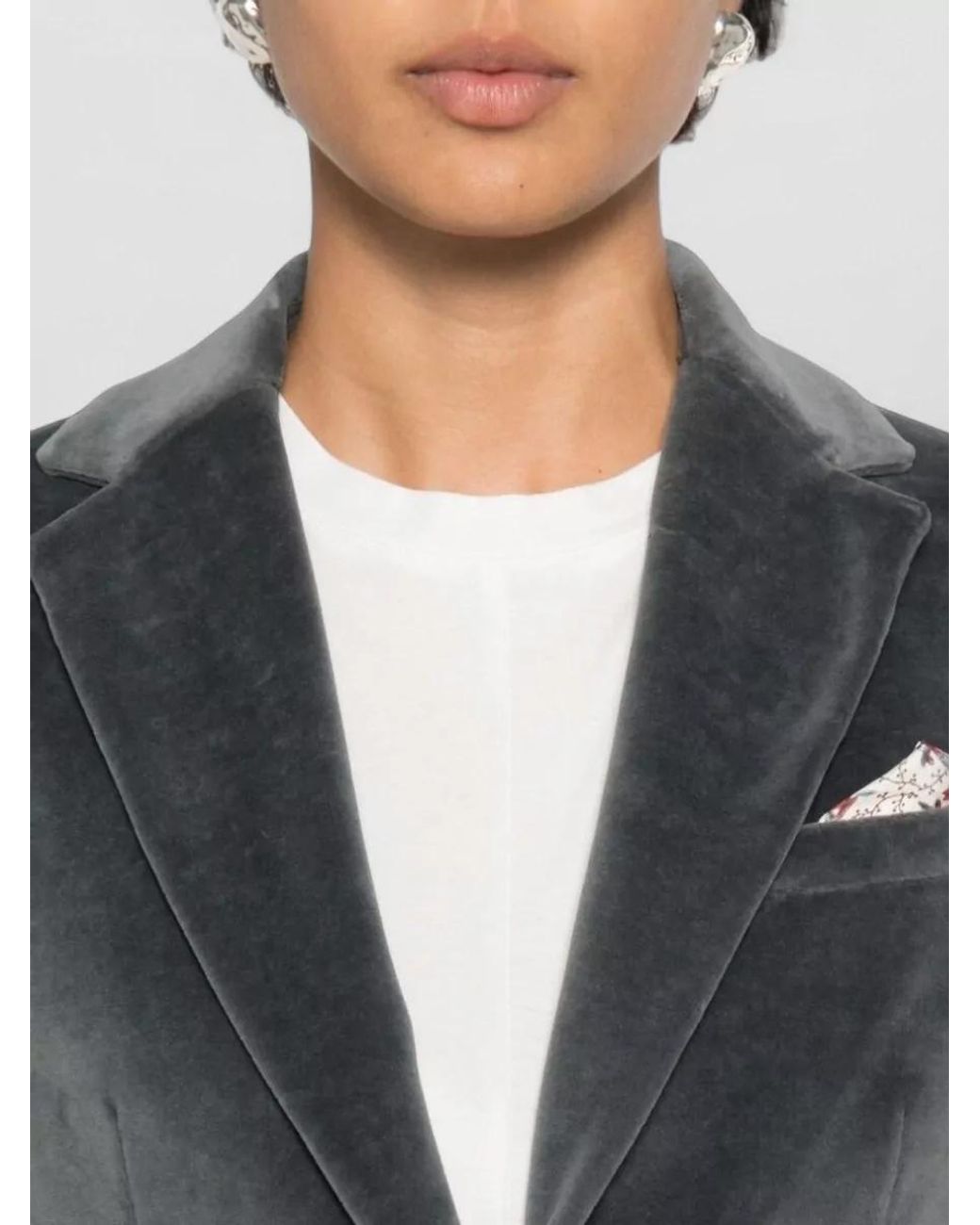 Circolo 1901 Black Velvet Single-Breasted Blazer