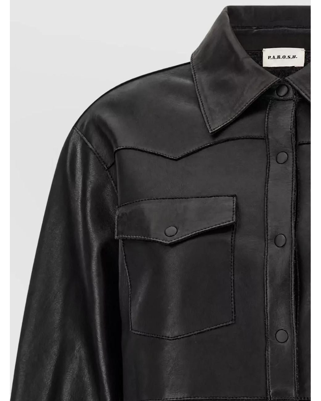 P.A.R.O.S.H. Black Lamb Leather Shirt Jacket
