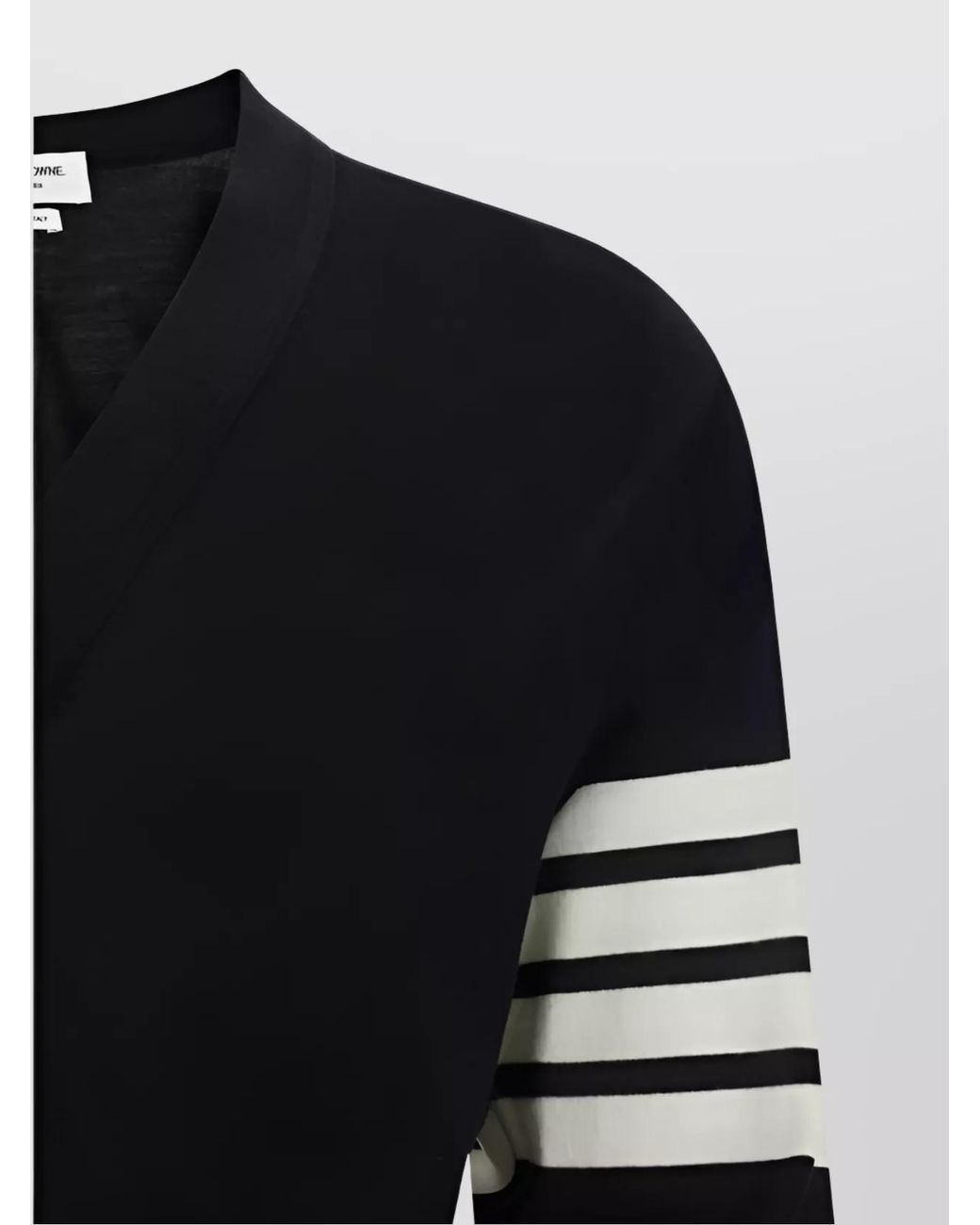 Thom Browne Black Wool Fine-Knit V-Neck Cardigan for men