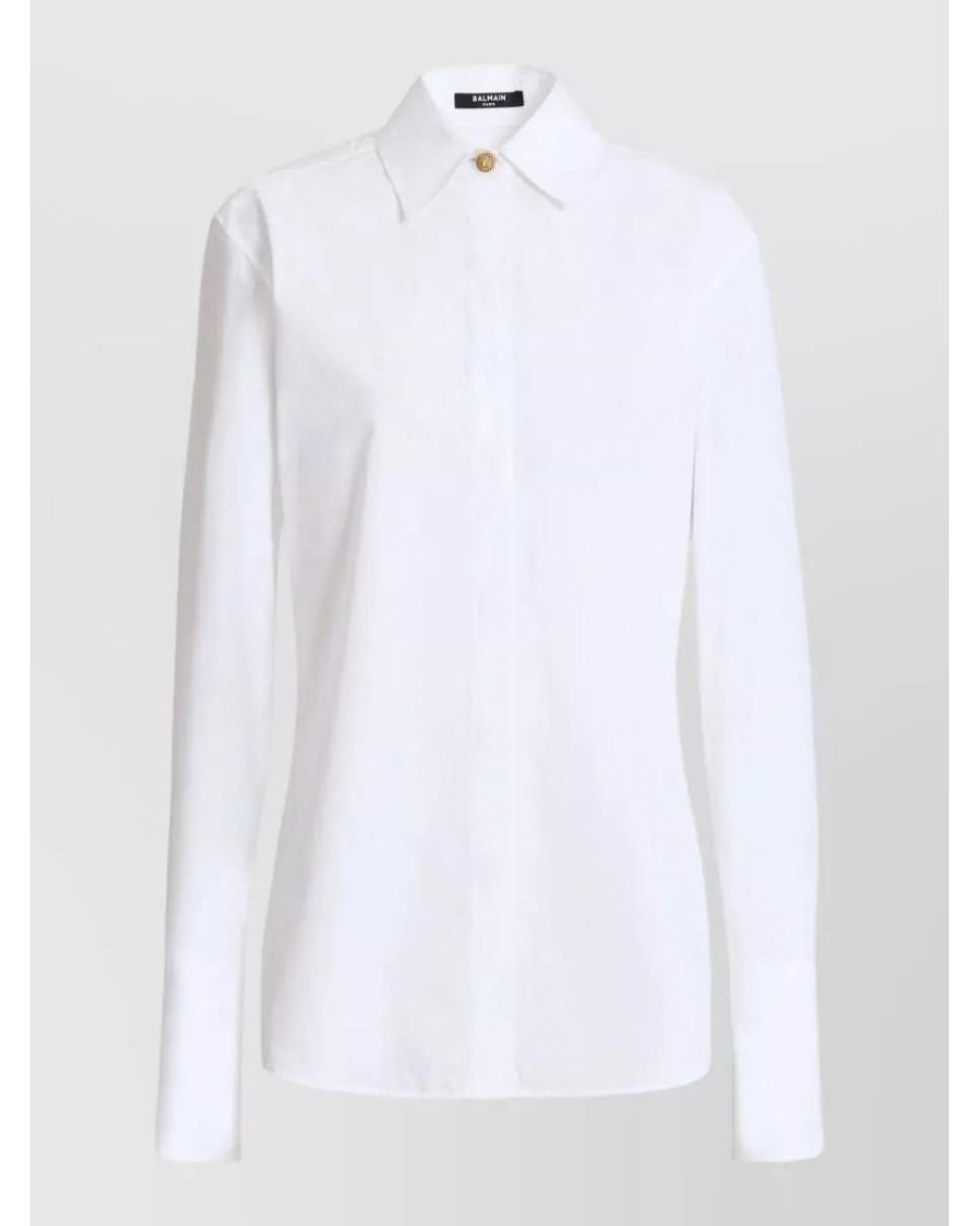Balmain White Cotton Poplin Straight-Fit Long-Sleeve Shirt