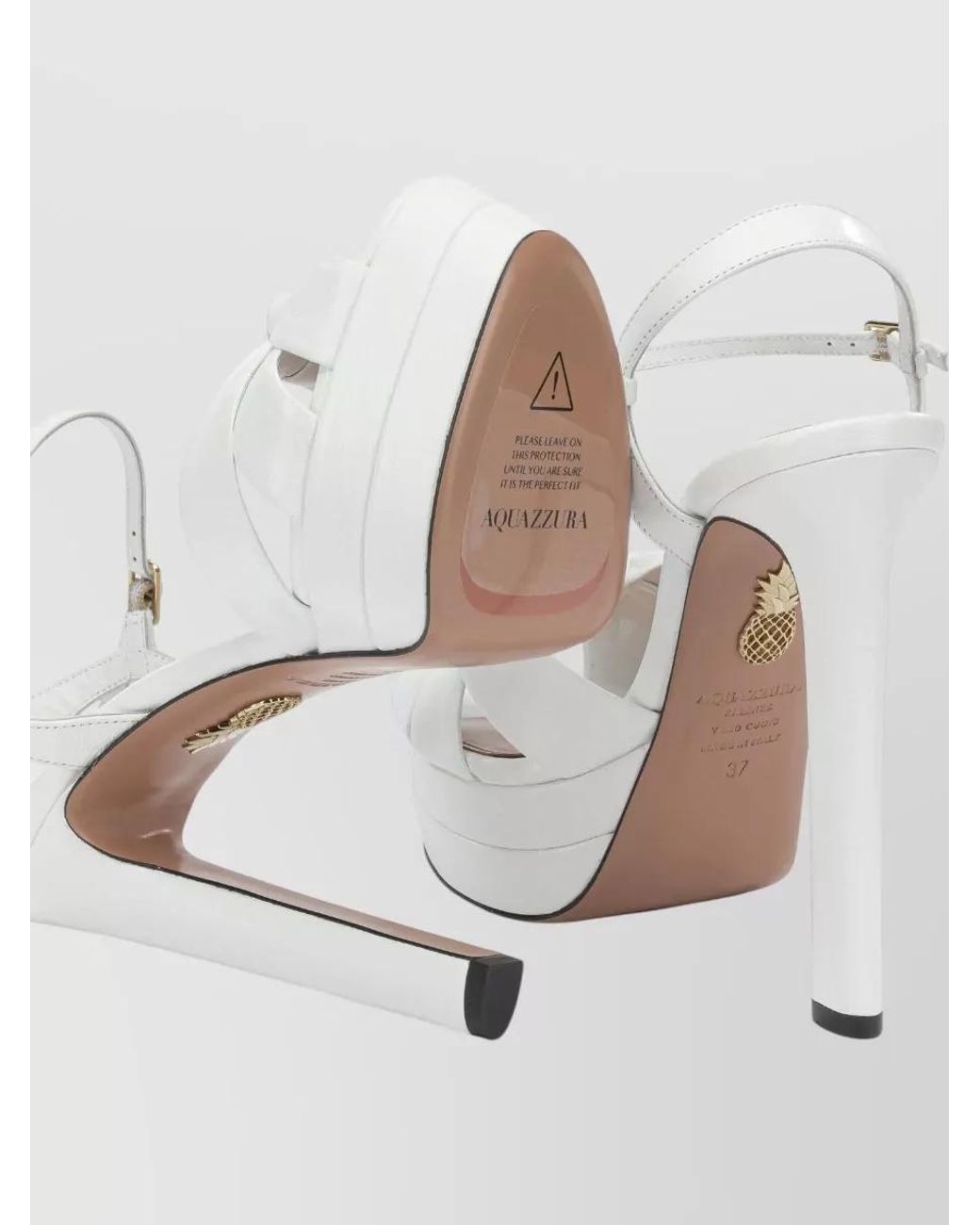 Aquazzura White Leather Platform Heeled Sandals