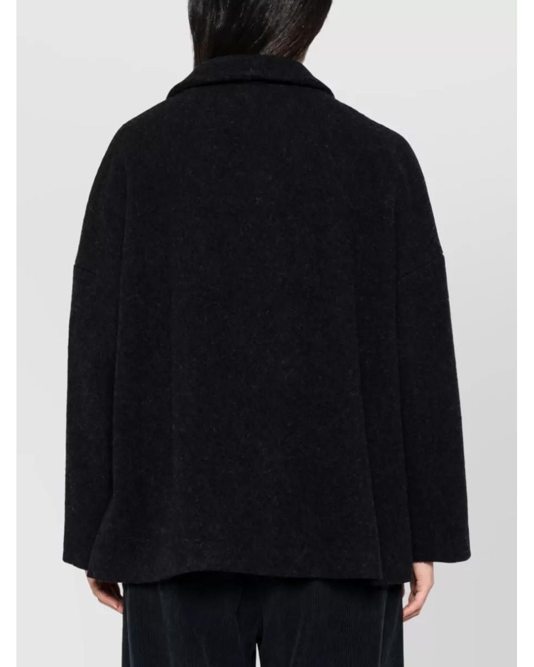 Apuntob Black Felted Virgin Wool Oversized Coat