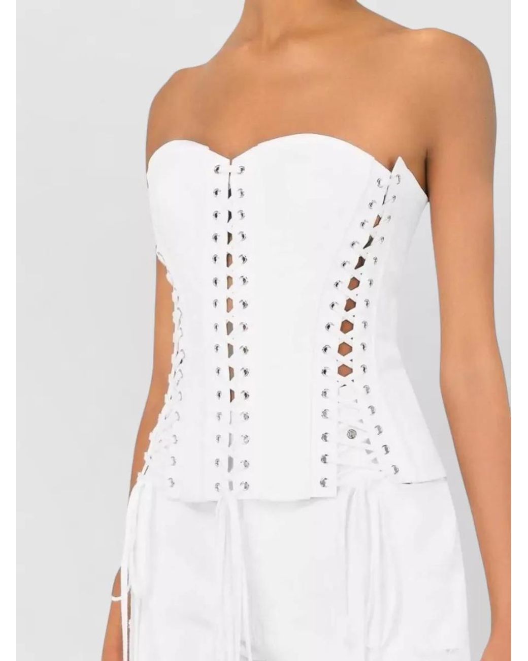 Dolce & Gabbana White Paneled Sleeveless Bustier Top