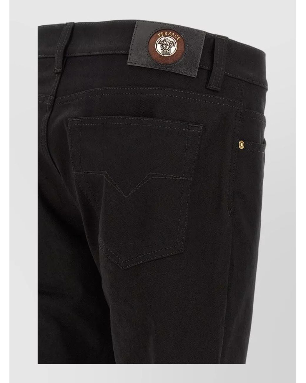 Versace Black Medusa Embroidery Straight-Leg Jeans for men