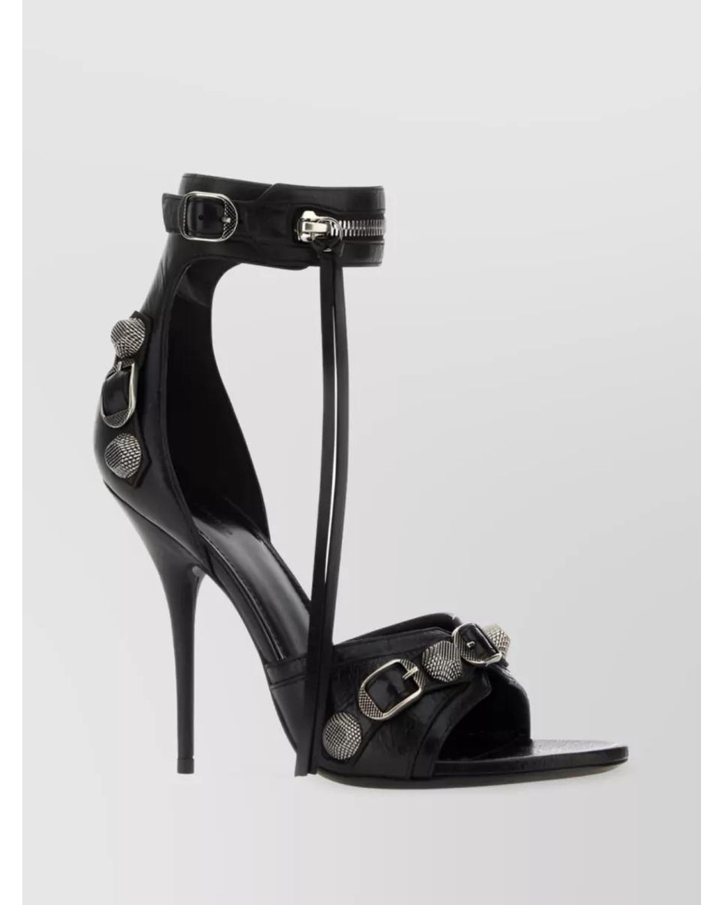 Balenciaga Black Leather Heel Sandals