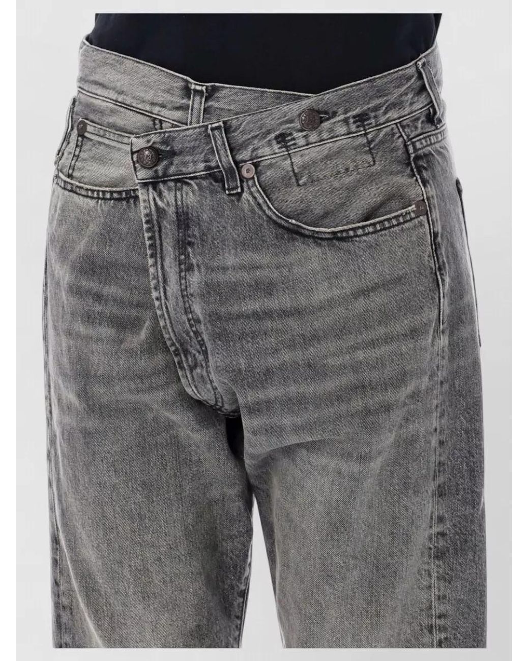 R13 Gray Cotton Relaxed-Fit Crossover Jeans