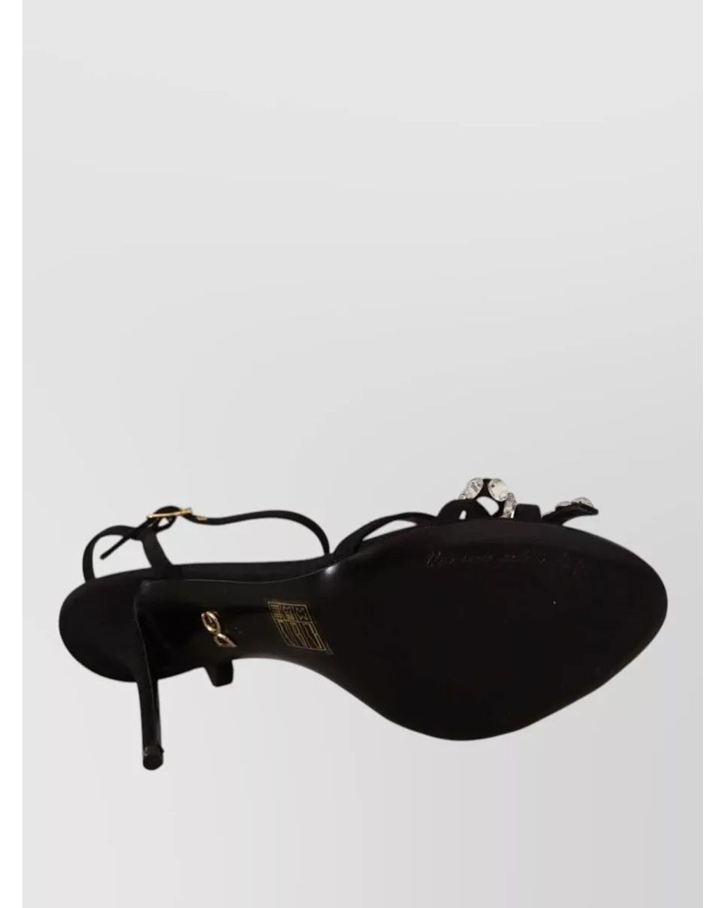Dolce & Gabbana Black Crystal Embellished Ankle Strap Sandals
